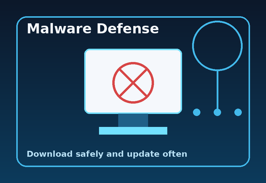 Laptop protected from malware by a security shield